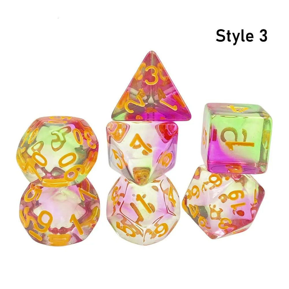 7Pc Colorful Digital Dice Resin Table Entertainment Tarot Game Party Toys Polyhedral for DND Dice Tabletop Role-Playing Supplies