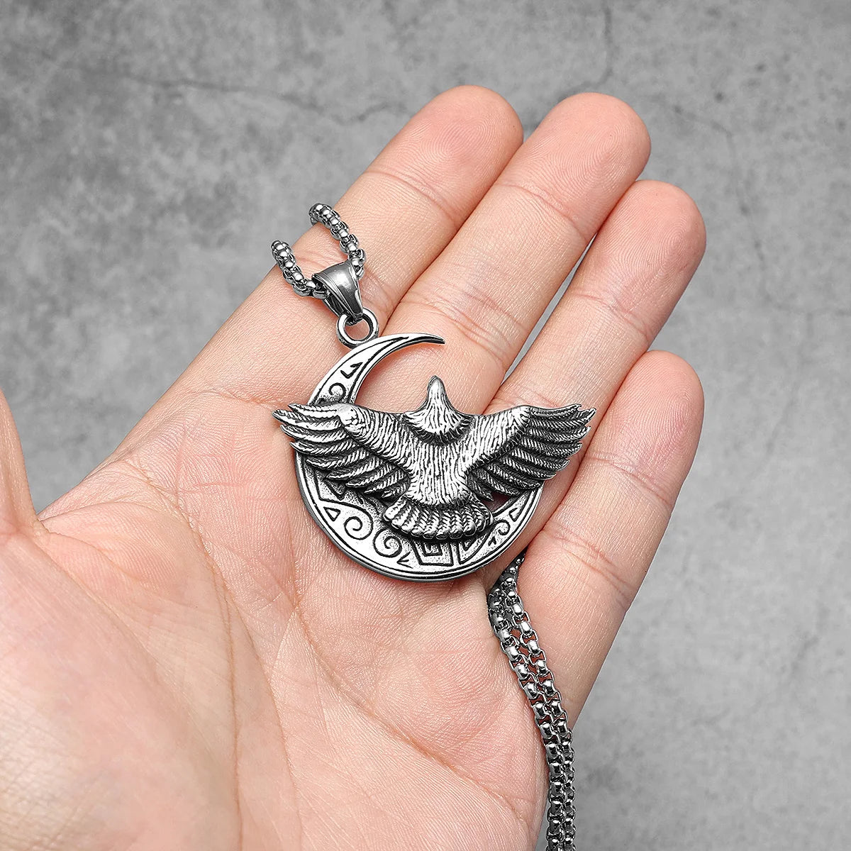 Moon Fly Eagle Stylish Stainless Steel Men Necklaces Pendant Chain Punk For Women Fashion Jewelry Gifts Wholesale Dropshiping