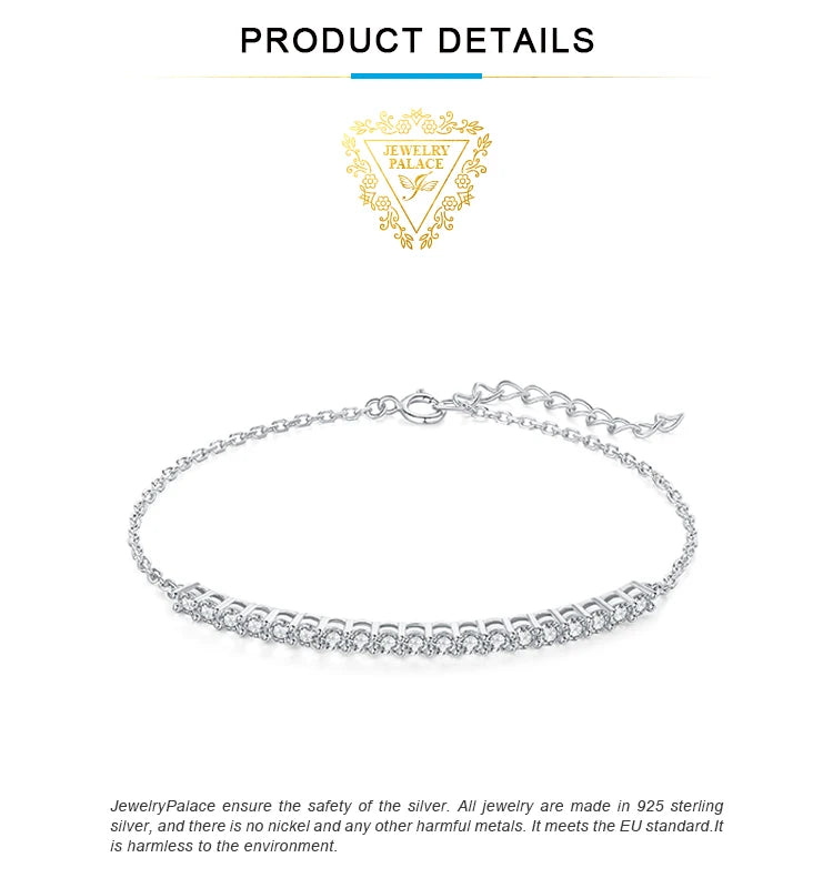 JewelryPalace Moissanite D Color Round Cut 925 Sterling Silver Adjustable Link Bracelet for Woman Yellow Rose Gold Plated