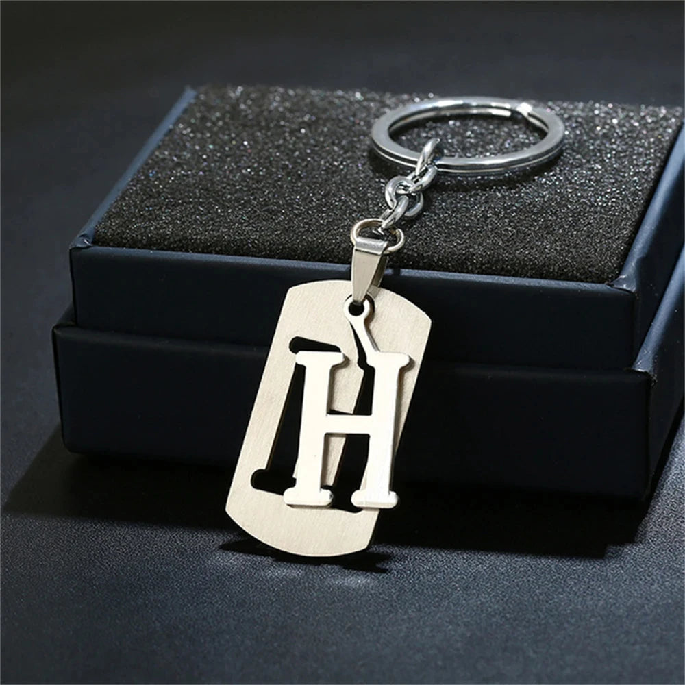 NEW DIY Stainless Steel A-Z Letters key Chain Charm 26 Letters KeyChain Men Women keychain Couple gift Jewelry Car Key Ring 4010-H