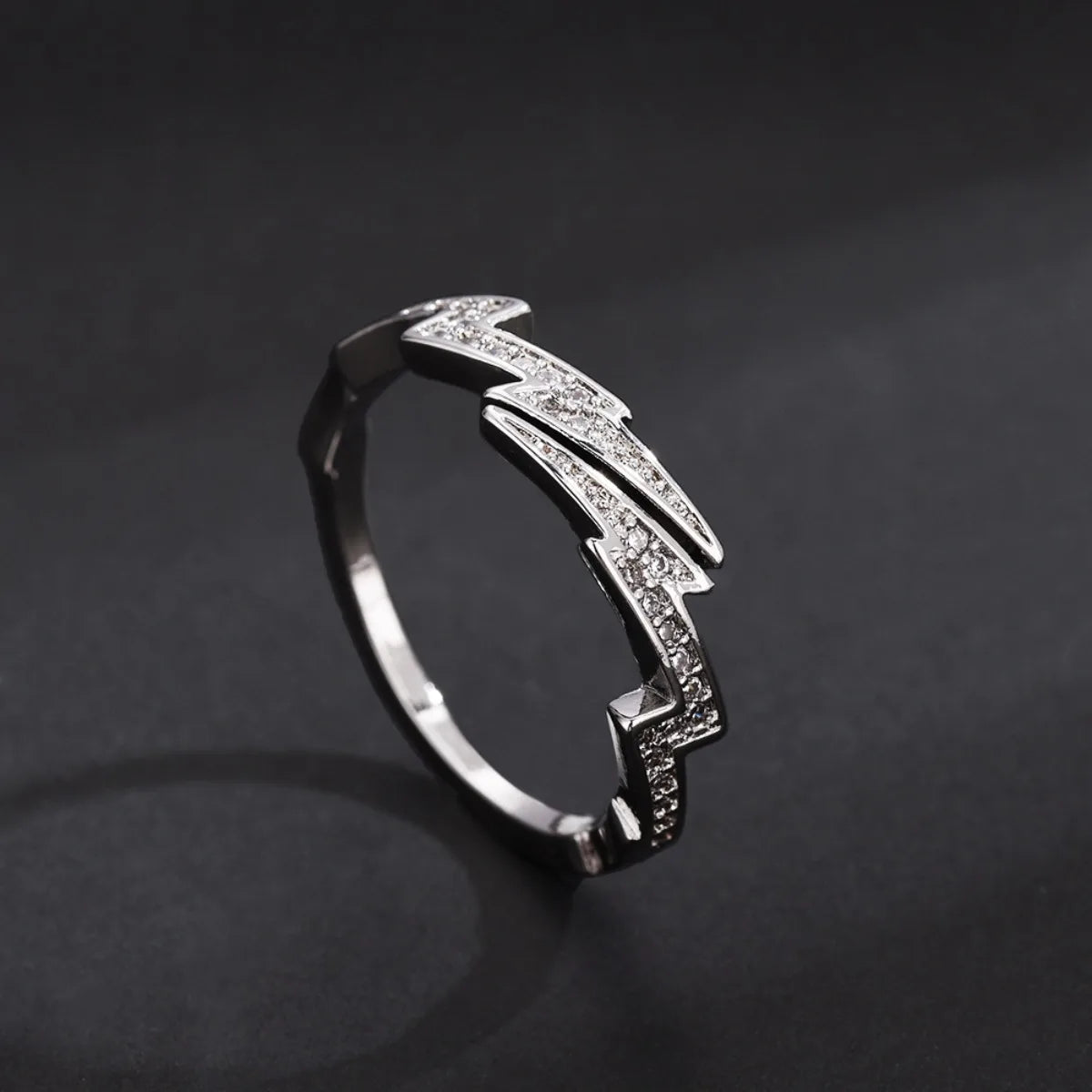 Adjustable Punk Style Lightning Zircon Ring Stainless Steel Comfort Fit Jewelry for Women And Men Daily Wear Gift Idea