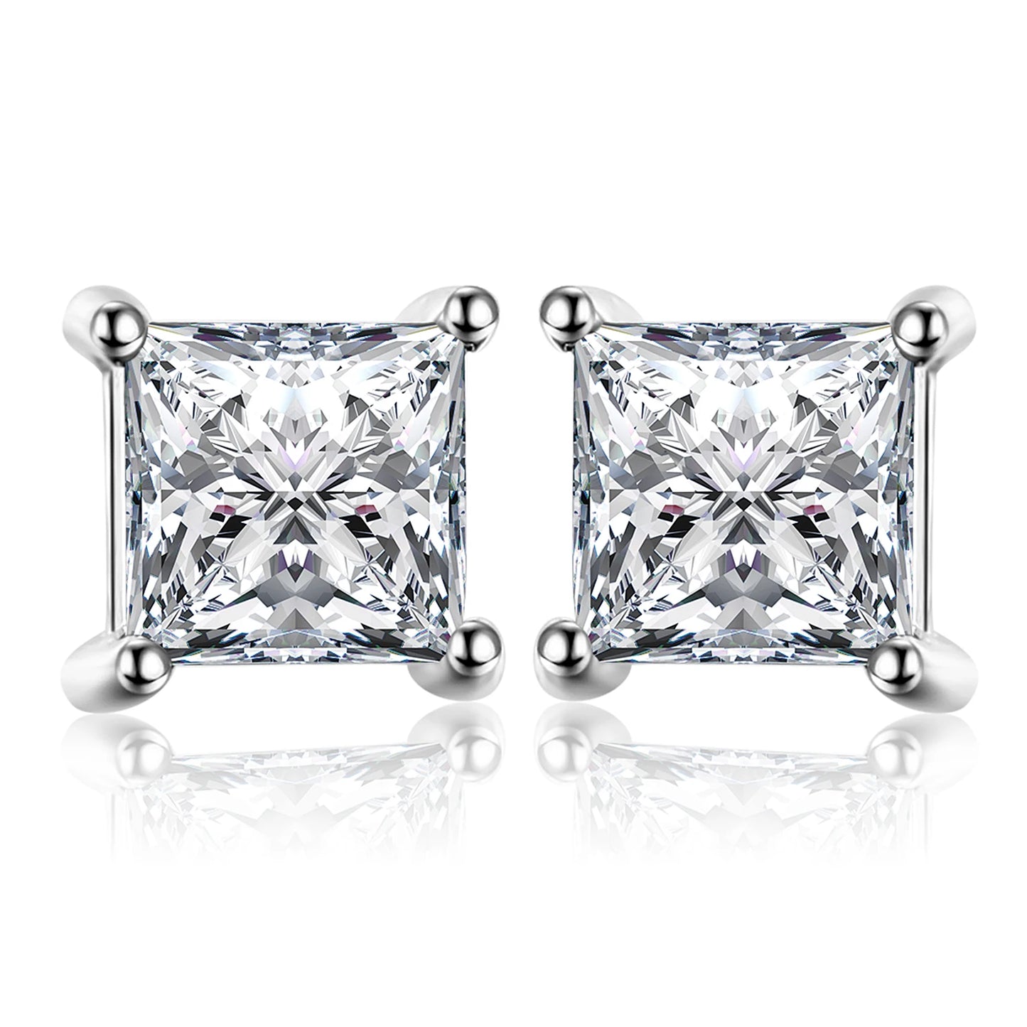 JewelryPalace Moissanite D Color Total 0.8ct Princess Cut S925 Sterling Silver Stud Earrings for Woman Yellow Rose Gold Plated