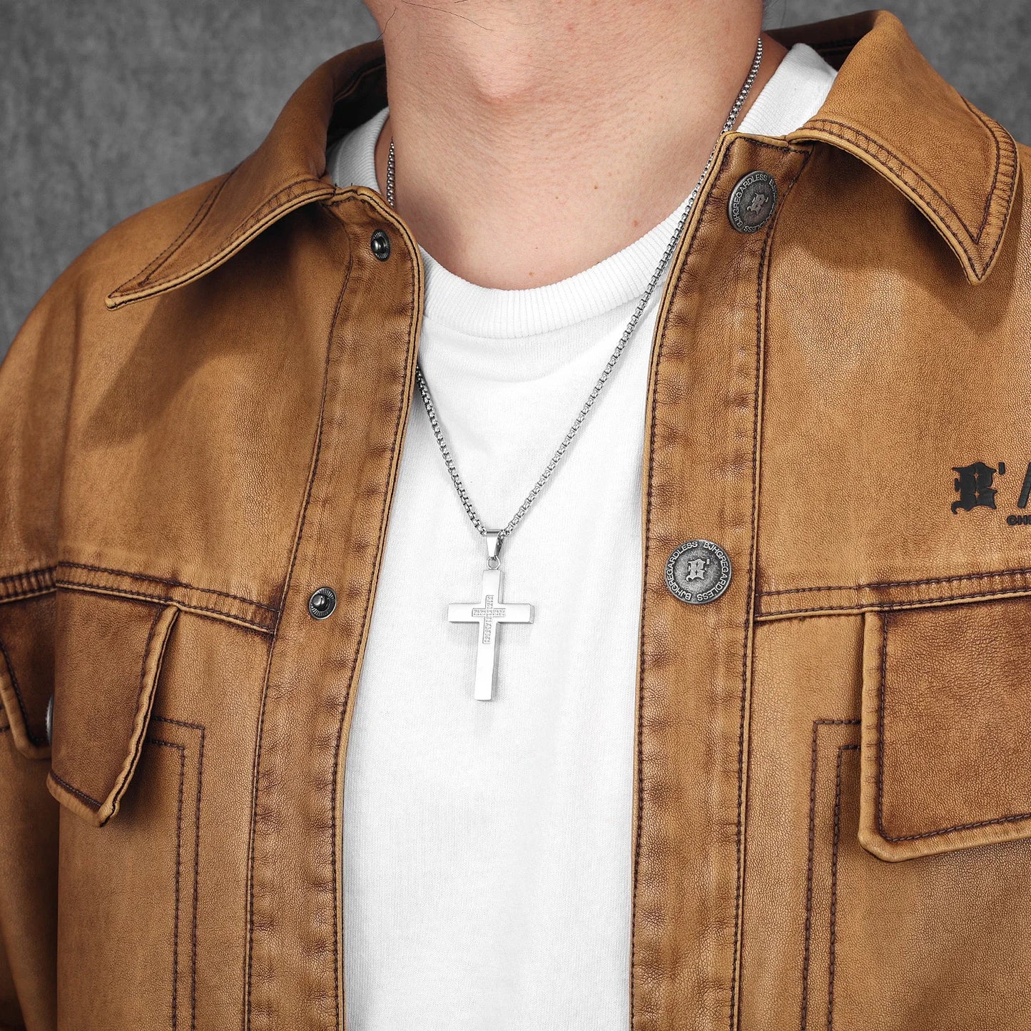 Cross Simple Gemstone Stainless Steel Men Necklaces Pendant Chain Punk For Women Fashion Jewelry Gifts Wholesale Dropshiping