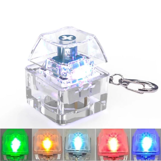 Fingertip Button Keychain Fidget Toy LED Keyboard Key Cap Key Chain Mechanical Switch Keyring Stress Relief Gadget