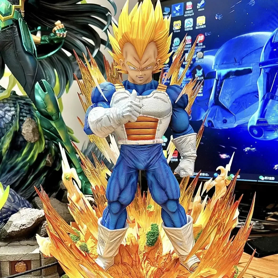 36cm Dragon Ball Gk Model Anime Figure Super Saiyan Vegeta 1:6 14.2inch Majin Vegeta Large Statue Room Decor Ornament Gift Toys