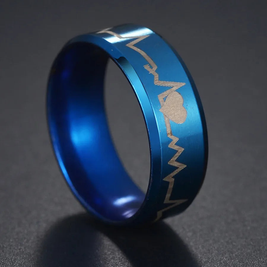 Fashion New 8mm Simple Men Ring Smooth Stainless Steel Blue Charms Rings Women's Couple Jewelry Gift Dropshipping