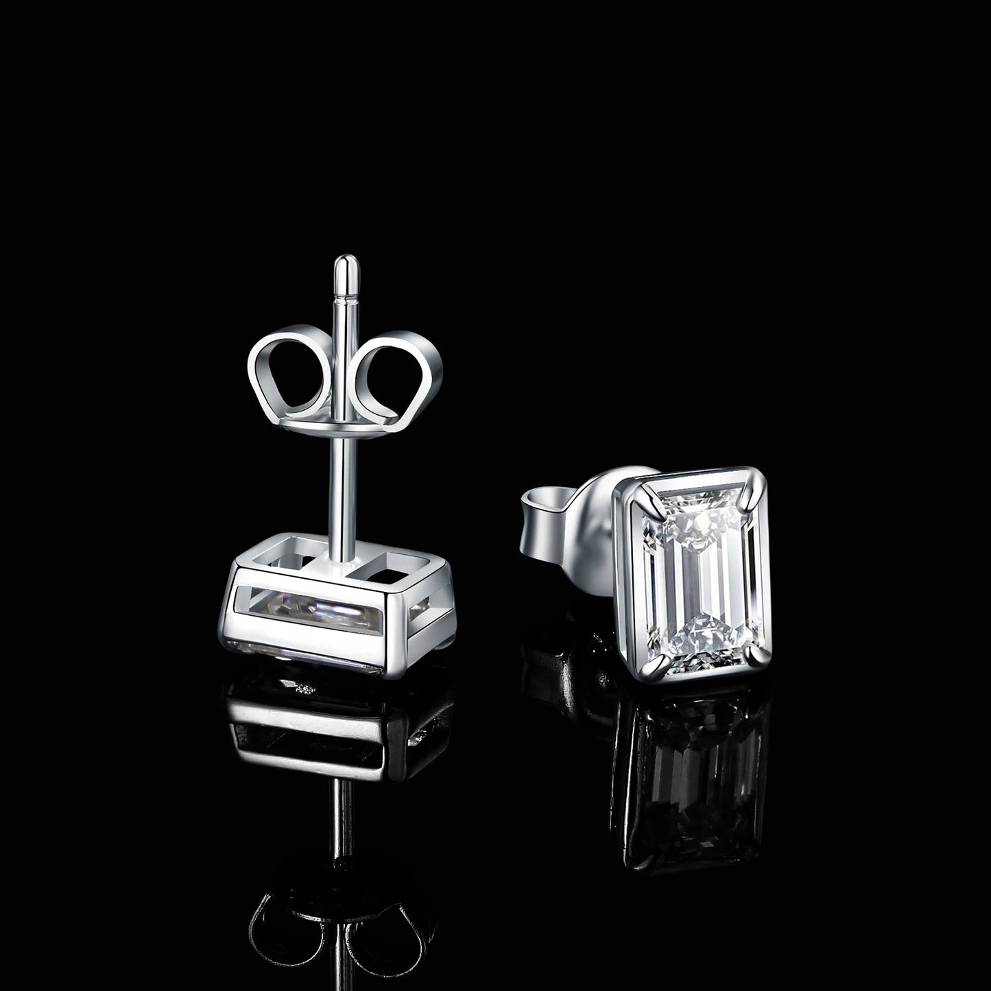 JewelryPalace Emerald Cut 5A Cubic Zirconia Wedding Engagement 925 Sterling Silver Stud Earrings for Woman Anniversary Gift