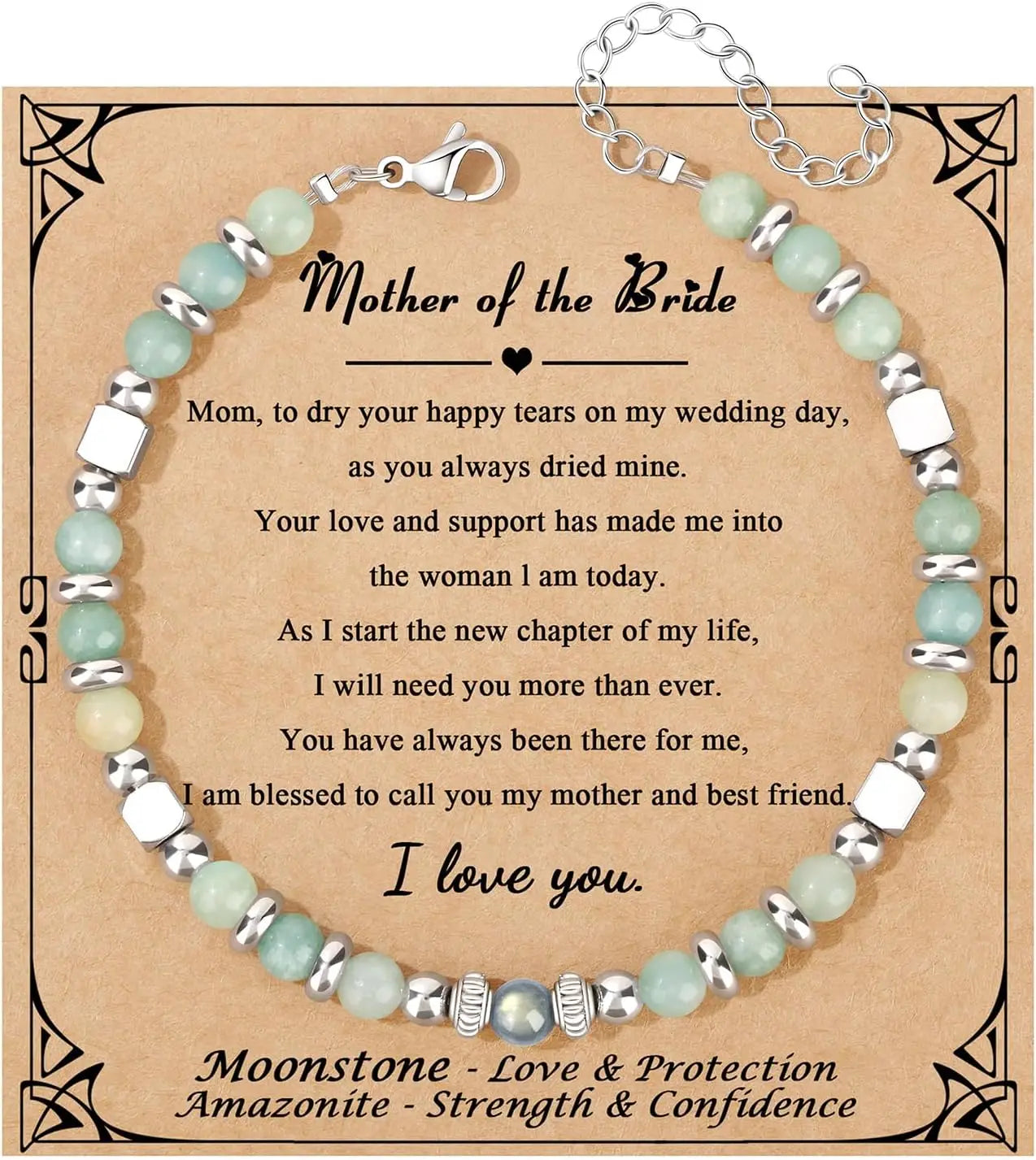 Mothers Day Birthday Christmas Valentines Graduation Gifts Amazonite Colorful Imperial Jasper Stainless Steel Beads Bracelets,