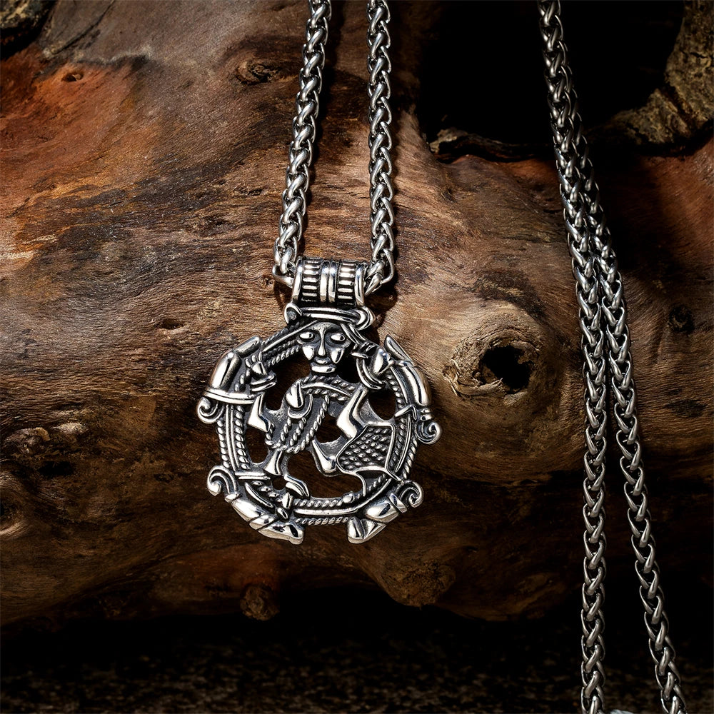 Norse Mythology Loki Necklaces Men Hollow Stainless Steel Viking Runes Trinity Pendant Amulet Vintage Scandinavian Jewelry Gifts