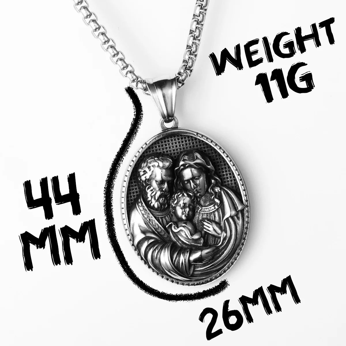Holy Family Powerful Amulet Stainless Steel Men Necklace Pendant Chain Vintage Cool New In For Women Jewelry Gifts Wholesale