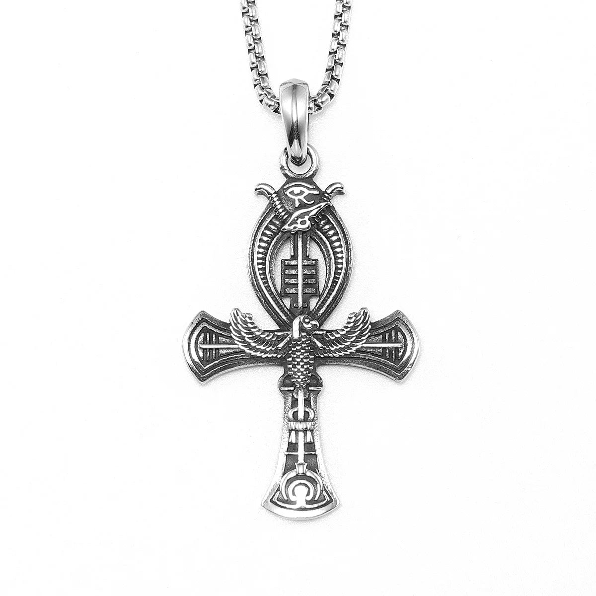 Crux Ansata Egyptian Cross Stainless Steel Men Necklaces Pendant Chain Punk For Women Fashion Jewelry Gift Wholesale Dropshiping
