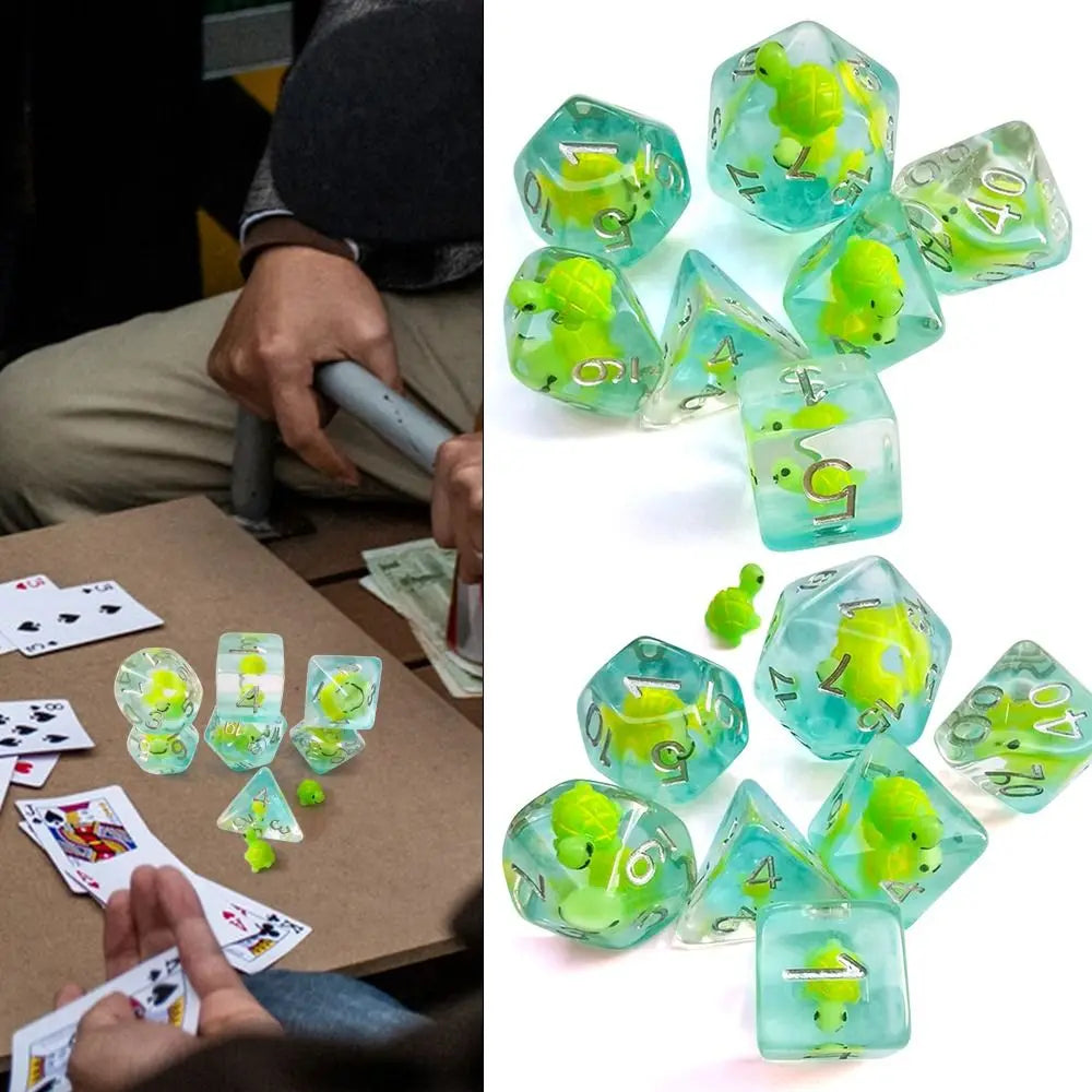 7Pcs Tortoise Dice Set Polyhedral Animal Game Dice For TRPG DND Accessories Polyhedral Dice For Board Card Game Math Games