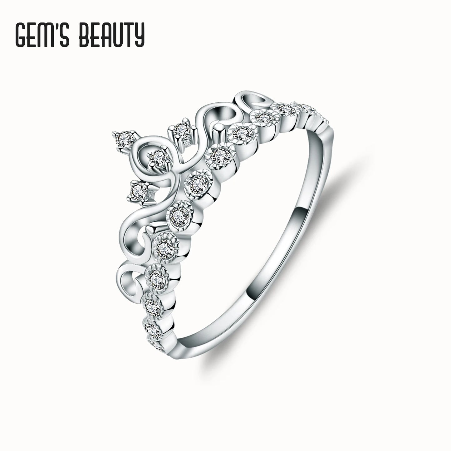 Gem's Beauty Simulant Diamond 925 Silver Crown Shaped Queen Temperament Rings For Woman Personality Wedding Engagement Gifts