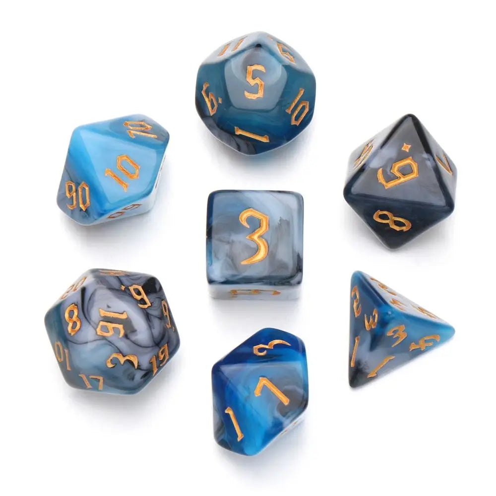 7Pcs Resin Polyhedral Dice Multi Sides Dices Set Table Games Accessories D6 D8 D10 D12 D20 For D&d DND B18