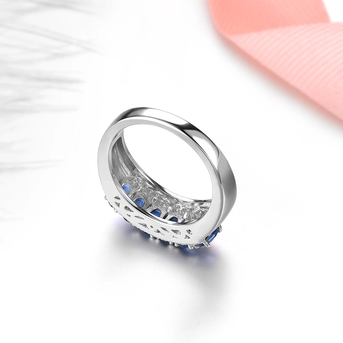 Natural Blue Sapphire Sterling Silver Rings Precious Genuine Sapphire 1.8 Carats Women Classic Wedding Engagement Fine Jewelrys