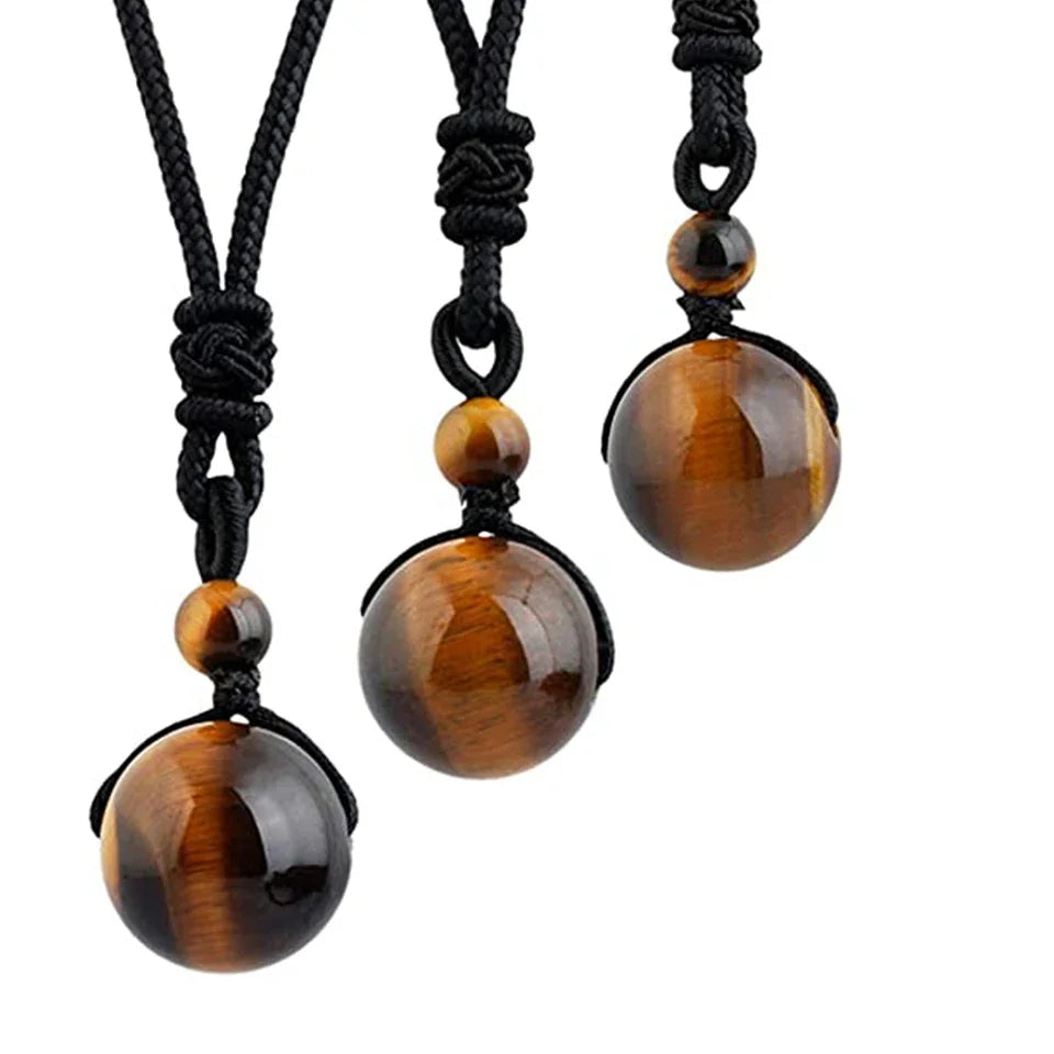 Healing Crystals Necklace Natural Tiger Eye Amethyst Lucky Blessing Protection Chakra Beads Stone Pendant for Women Men