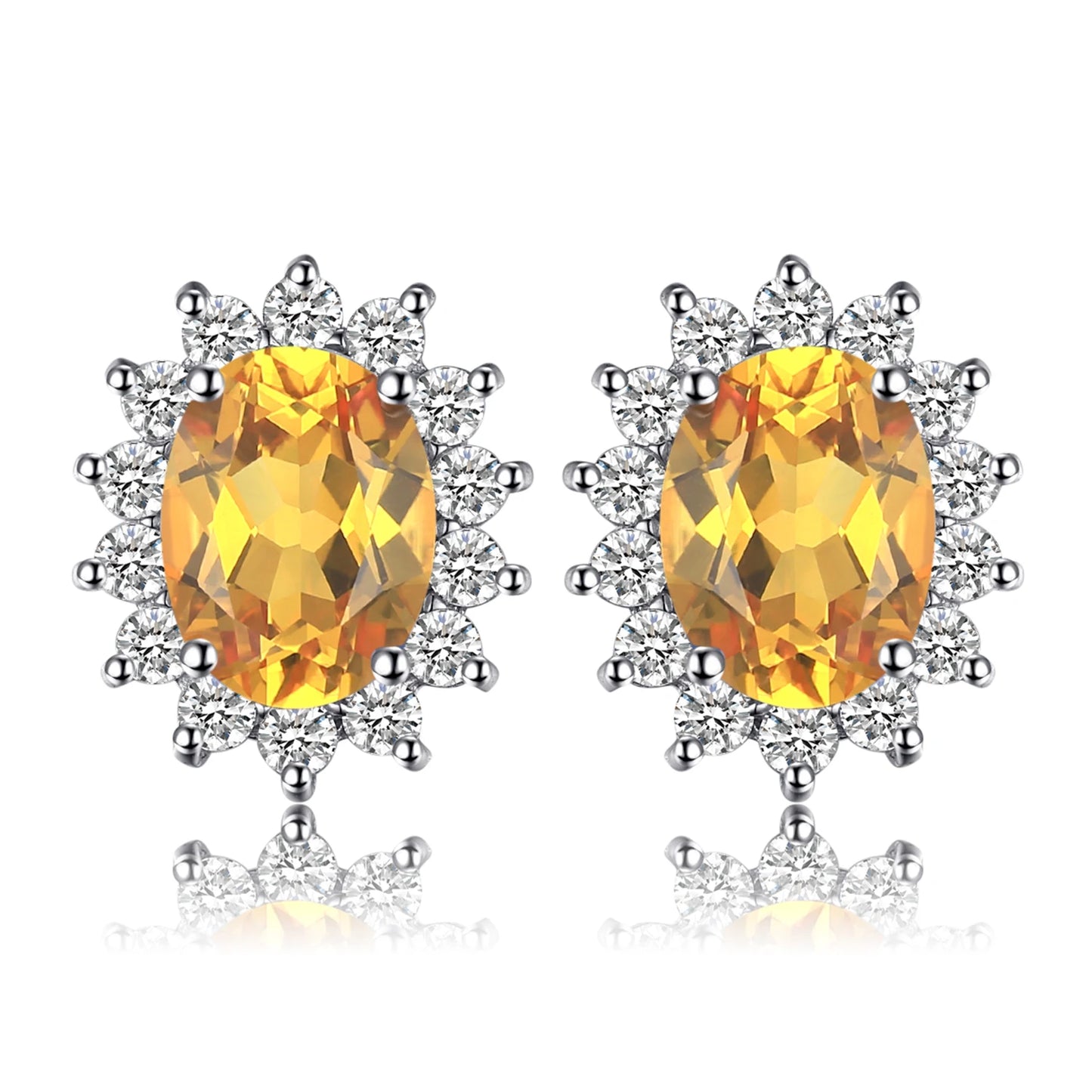 JewelryPalace Created Blue Sapphire Ruby 925 Sterling Silver Stud Earrings Natural Amethyst Garnet Peridot Topaz Princess Diana