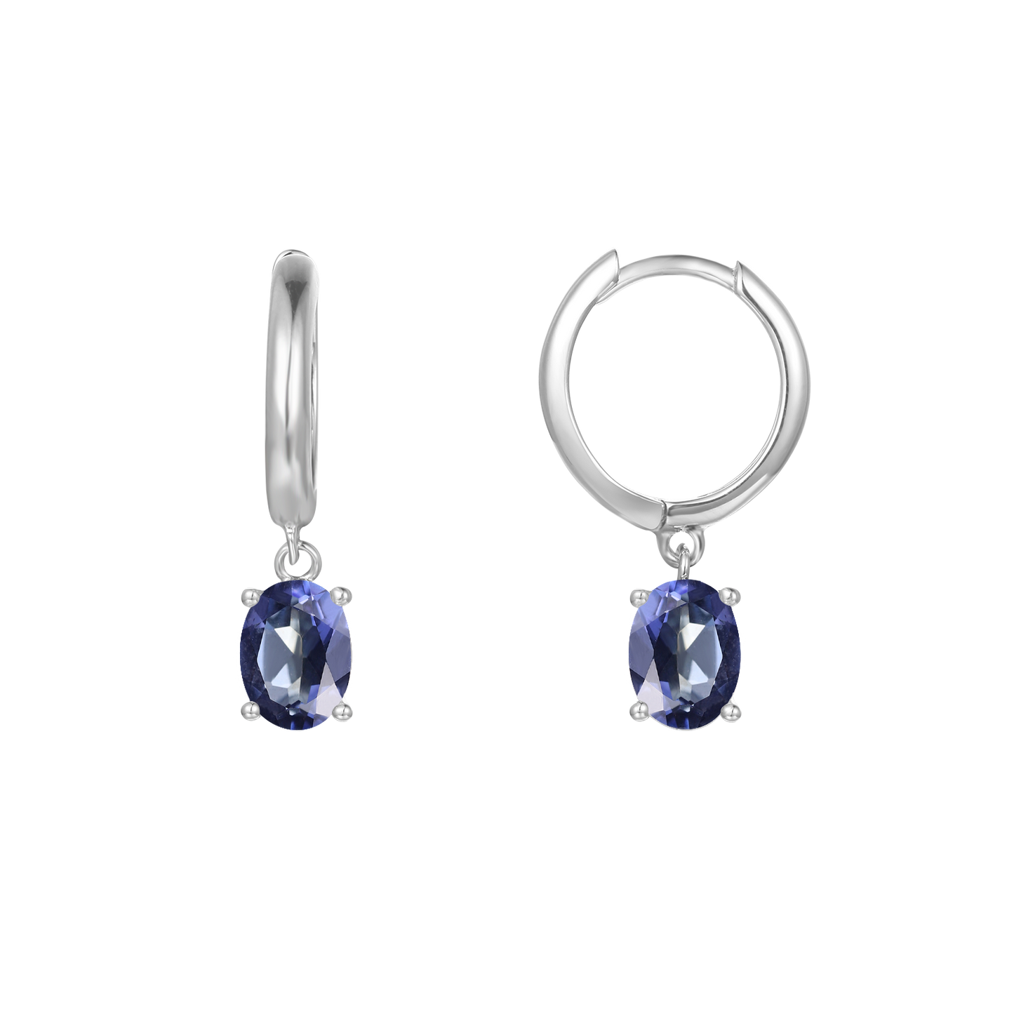 GEM&#39;S BALLET December Birthstone Jewelry 6x8mmOval Swiss Blue Topaz Gemstone Dangle Earrings in 925 Sterling Silver For Women Iolite Blue 925 Sterling Silver