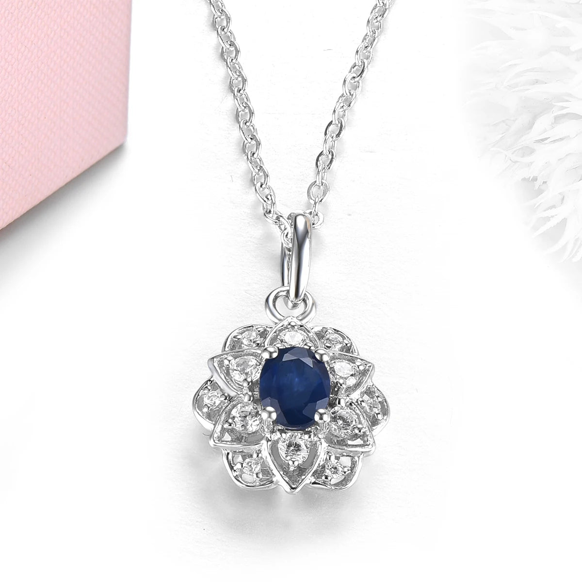 Natural Blue Sapphire Solid Sterling Silver Pendants 0.4 Carats Genuine Precious Sapphire Women Daily Fine Jewelrys Styles