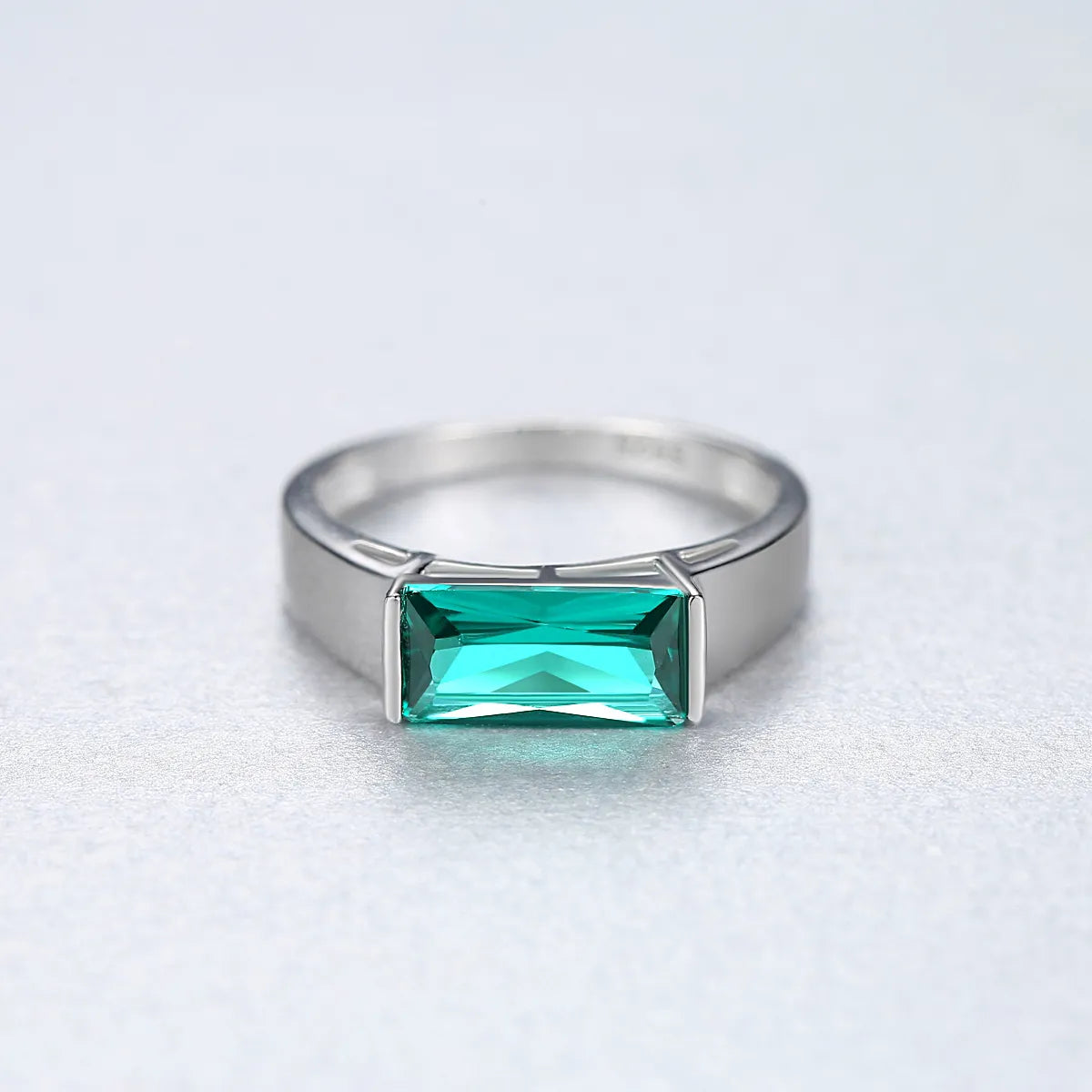 CZCITY 925 Sterling Silver Luxury Green Square Geometric Topaz Rings Trendy Party Wedding Bridal Fashion Jewelry Christmas Gifts