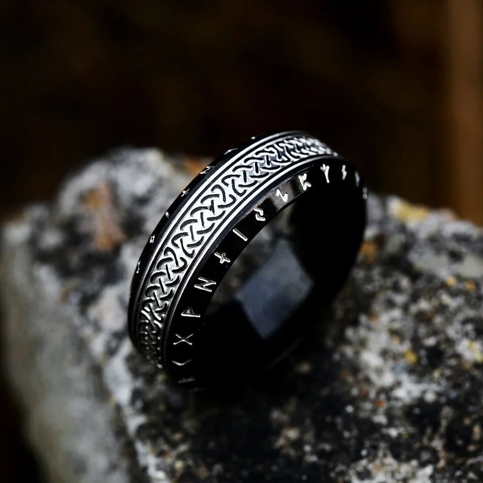 Vintage Odin Norse Viking Rune Rings For Men Fashion Stainless Steel Celtic Knot Rings Retro Couple Amulet Jewelry
