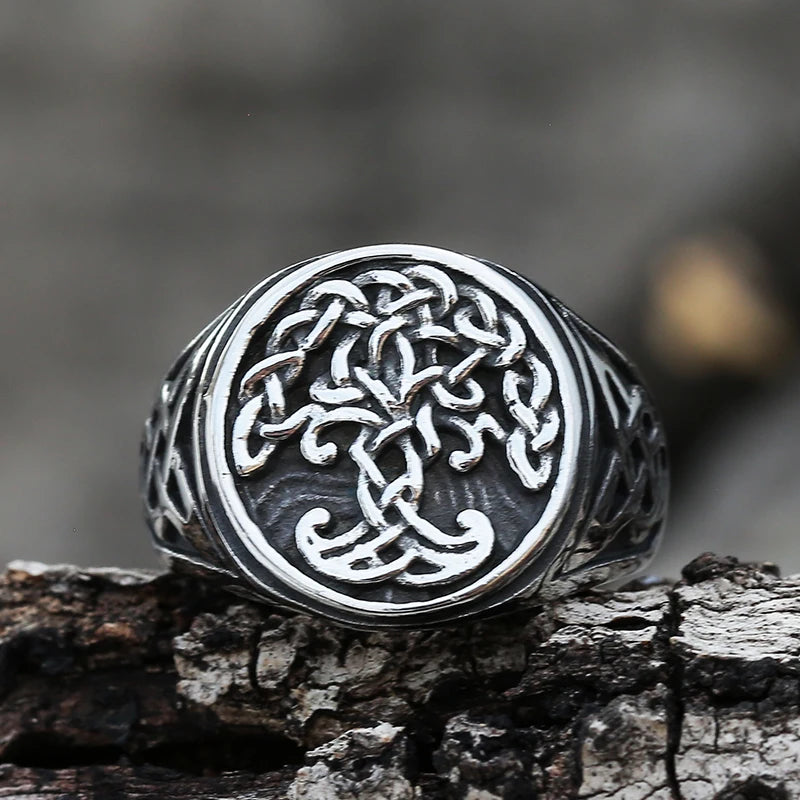 Nordic Viking Stainless Steel Ring Compass Tree of Life Viking Rune Wolf Men and Women Ring Jewelry Factory Wholesale