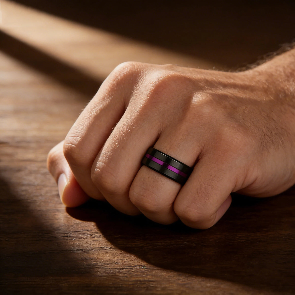 Fashion 8mm Purple Tungsten Wedding Rings For Men,Two Tone Grooved Men Stainless Steel Ring, Men's Wedding Band Matte Finished