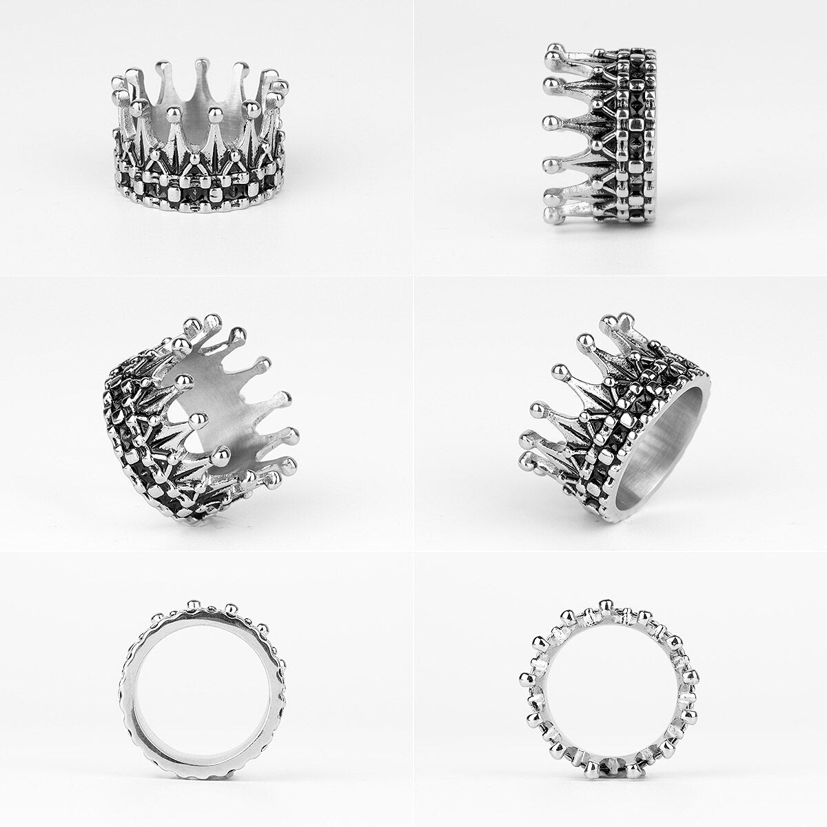 Stainless Steel Men Rings Crown King Queen Punk Rock Hip Hop Vintage for Biker Male Boyfriend Jewelry Creativity Gift