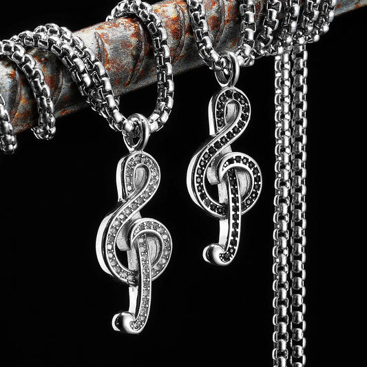 Music Symbol Gemstone Stainless Steel Men Necklaces Pendant Chain Punk For Women Fashion Jewelry Gifts Wholesale Dropshiping