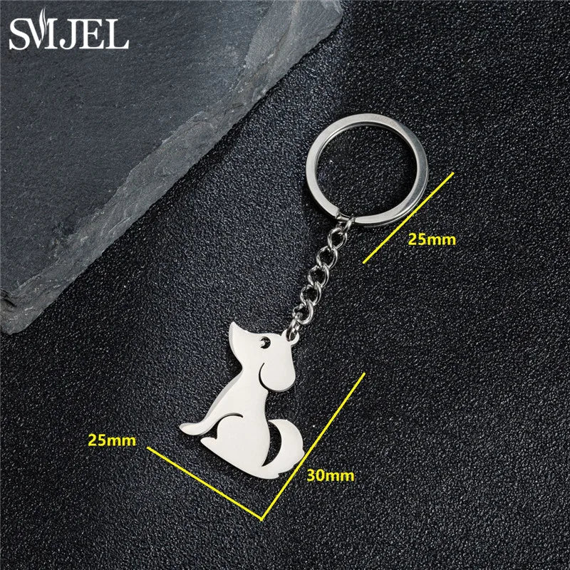 Cartoon Kitten Keychain Fashion Animal Key Chain Creative Happy Cat Pendant for Women Car Keyring Purse Bag Accessories DIY Gift 006