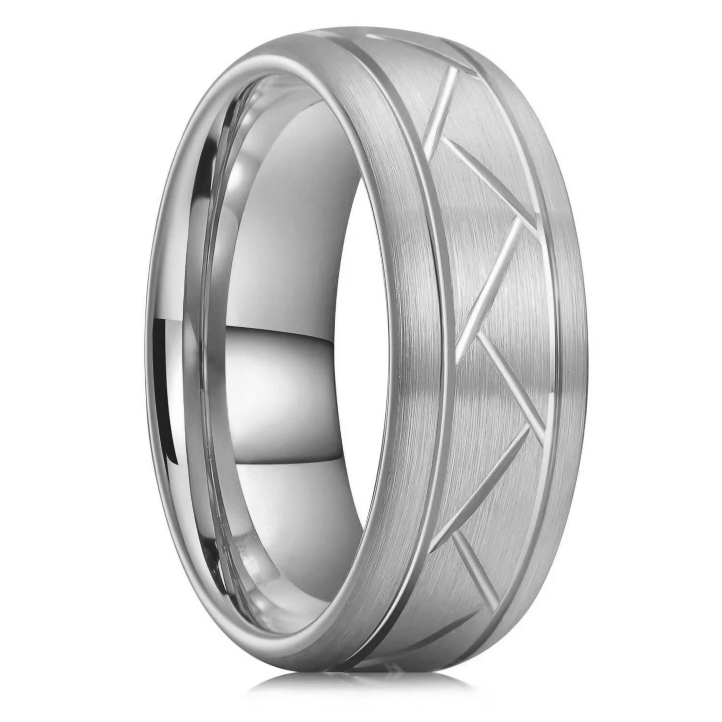Simple 8mm Purple Stainless Steel Rings For Men Women Purple Matte Finish Beveled Polished Edge Men Rings Wedding Band Jewelry