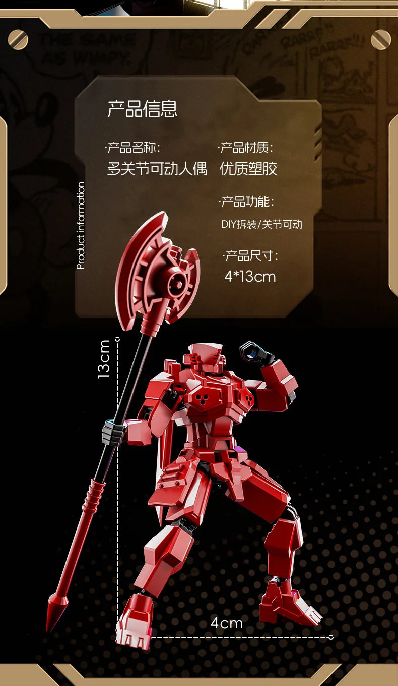 DIY Creative Ancient Roman Style Multi Joint Mobile building Justice Shield Mech Toy Assembly Model Handmade for children gifts