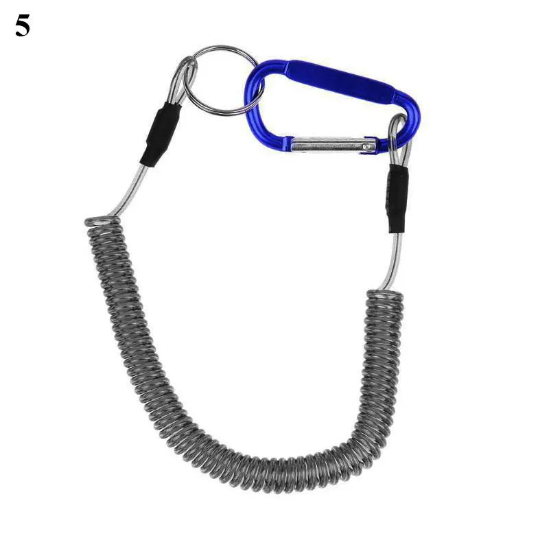 New Spiral Stretch Keychain Elastic Spring Rope Key Ring Metal Carabiner For Outdoor Anti-lost Phone Spring Key Cord Clasp Hook