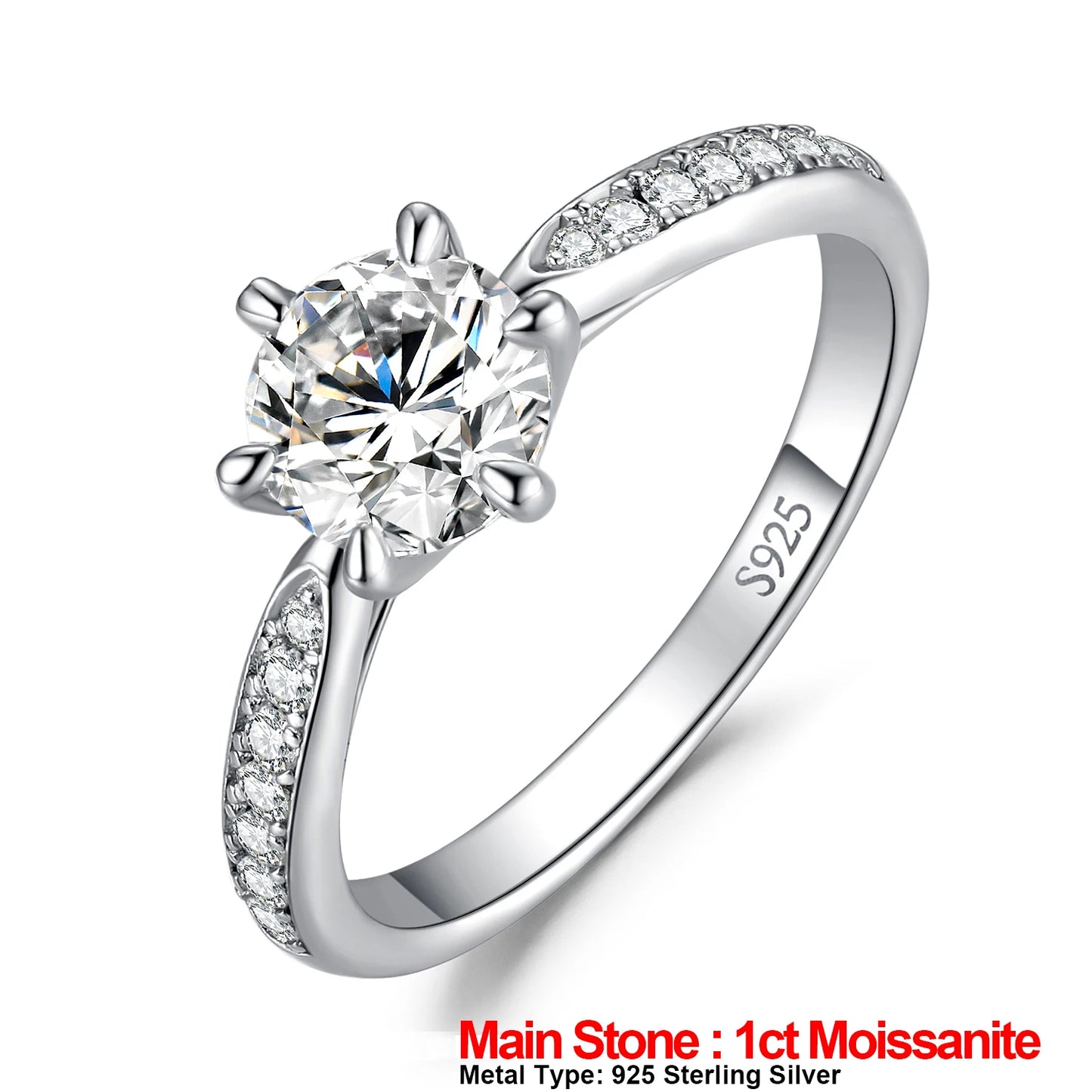 JewelryPalace Moissanite D Color 0.5ct 1ct 1.5ct 2ct 3ct Round S925 Sterling Silver Wedding Engagement Ring for Women