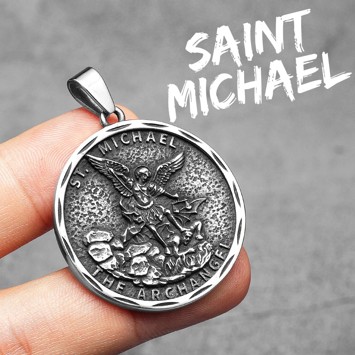 Archangel St.Michael Guardian Amulets Stainless Steel Men Necklaces Pendant Chain Punk For Women Fashion Jewelry Gifts Wholesale