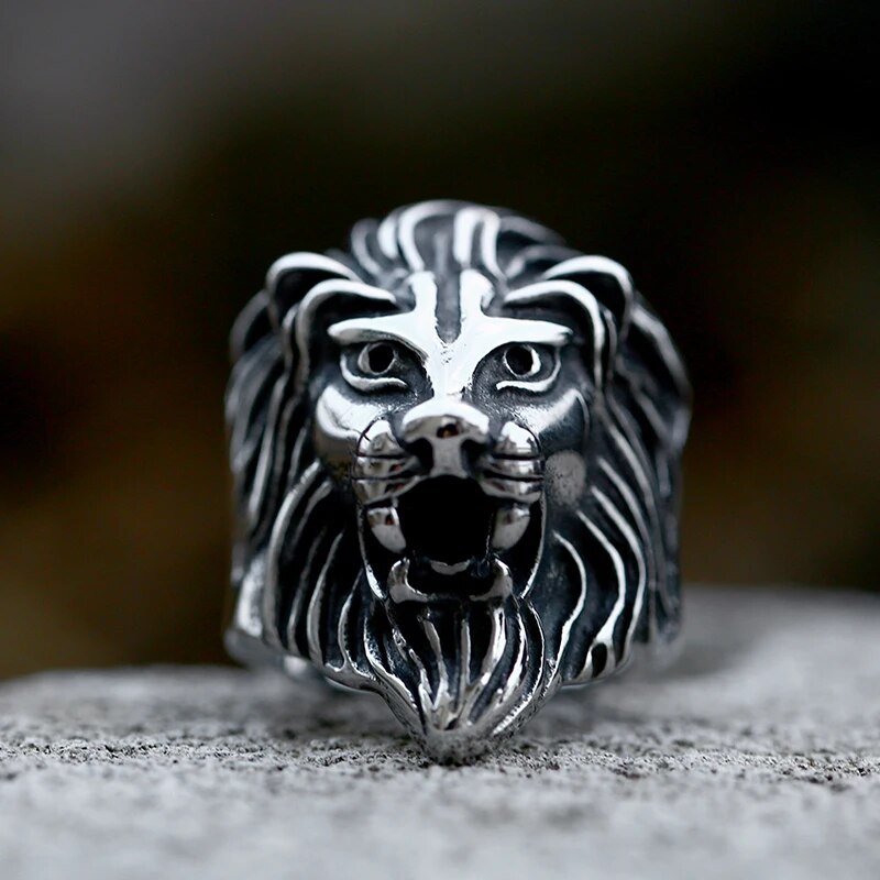 Beier 316L Stainless Steel Forest King Lion Head Men's Ring Classic Animal Protection God High Quality Jewelry LLBR8-676R BR8-234