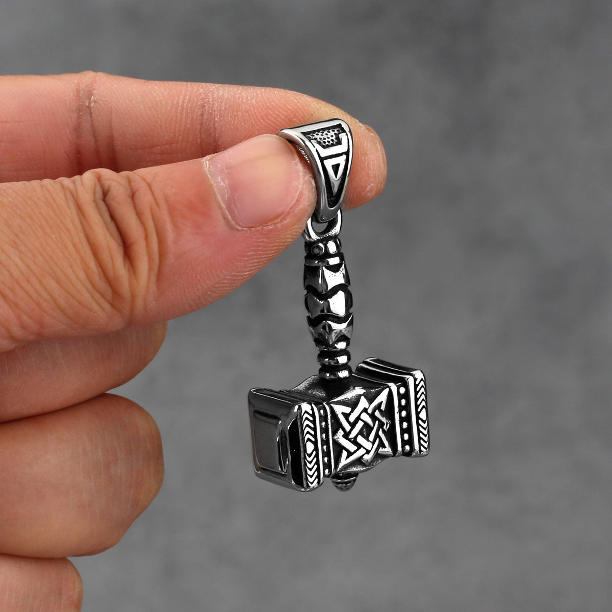 Norse Mythology Viking Thor's Hammer Men's Pendant Necklace Stainless Steel Punk Celtic Knot Necklace Jewelry