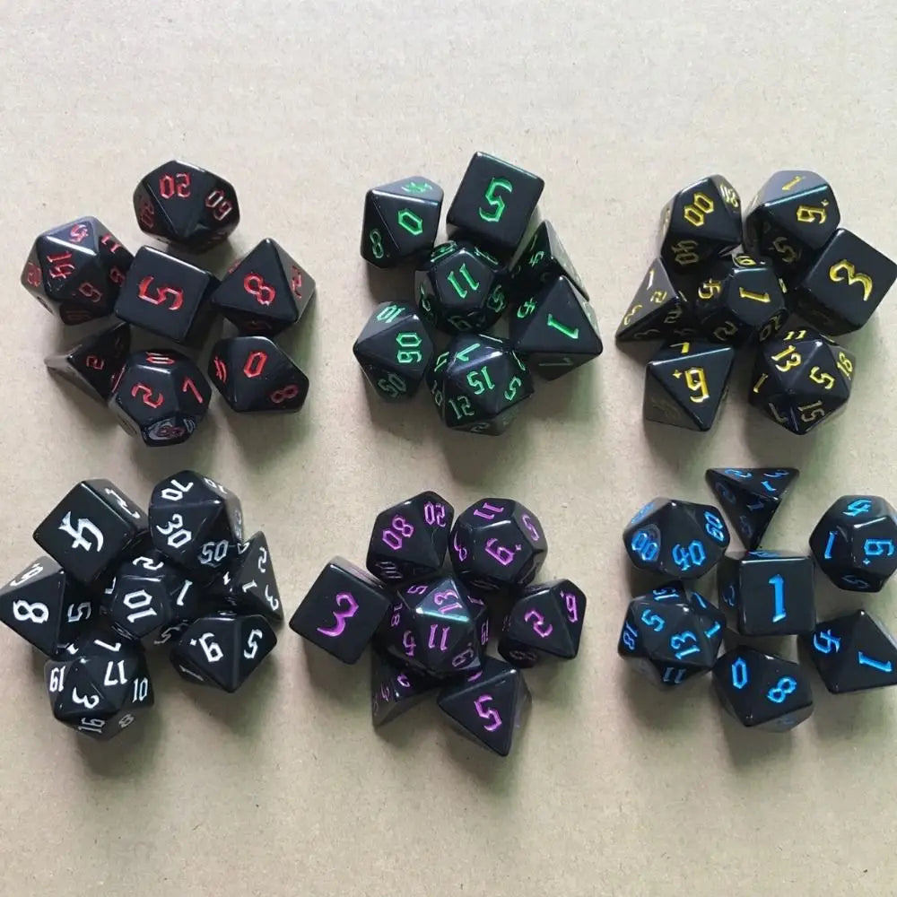 7pcs/set Multifaceted Digital Dice Set Acrylic Table Game Opaque Polyhedral Dices for DND Dice Tabletop Role-Playing Game