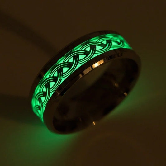 Fashion Stainless Steel Infinity Intertwined Cross Luminous Rings Glowing In Dark Finger Rings For Men Women Wedding Jewelry