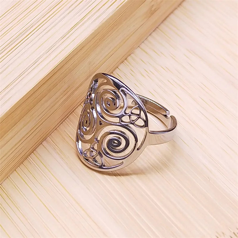 Witchcraft Stainless Steel Witch's Irish Knot Ring Men/Women Silver Color Ireland Adjustable Rings Witch Jewelry nudo de bruja