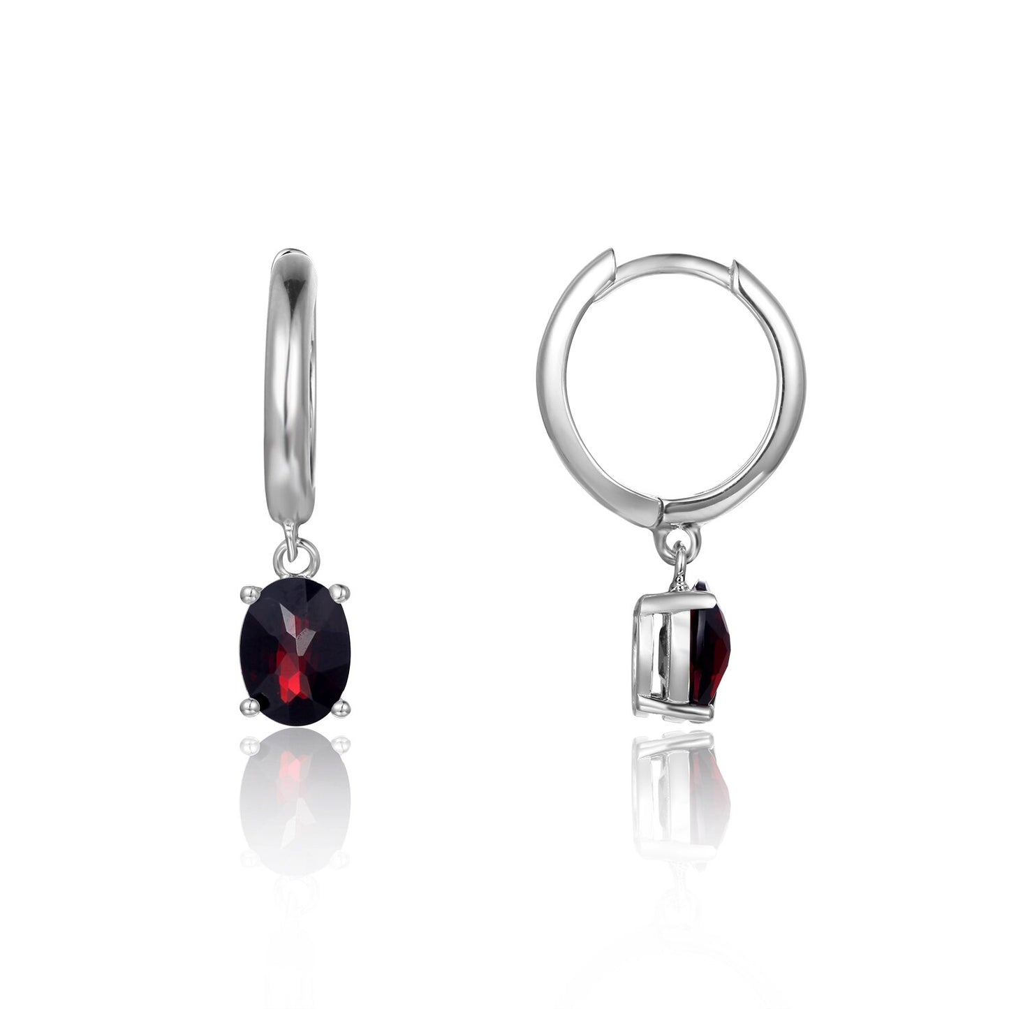 GEM&#39;S BALLET December Birthstone Jewelry 6x8mmOval Swiss Blue Topaz Gemstone Dangle Earrings in 925 Sterling Silver For Women Black Garnet 925 Sterling Silver