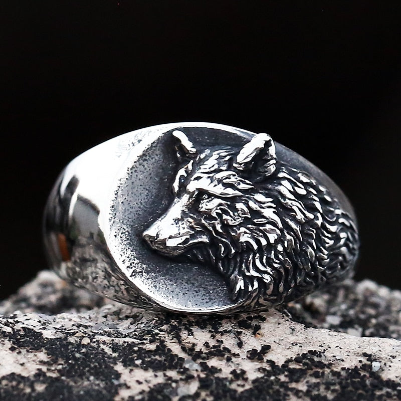 Vintage 316L Stainless Steel Viking Nordic 3D Wolf Of Thor Norse High Quality Wolf Animal Jewelry Men Ring Wolf Only Ring