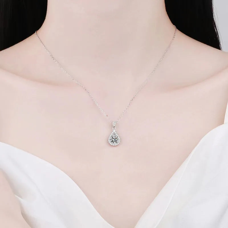 High quality 925 sterling silver necklace for women 1ct 2ct 3ct Moissanite jewelry exquisite collarbone chain