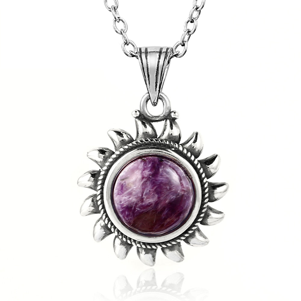 Nasiya Natural Amethyst Necklace Sterling S925 Silver Vintage Type Natural Gemstone Chorm Necklace for Women Gift