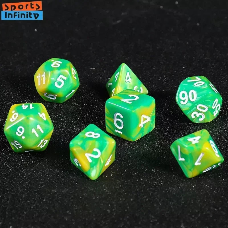 7 Pcs of Colorful Dice D20 D12 D10 D8 D6 D4 for DND Table Board Game Running Group Acrylic Digital Dice Set