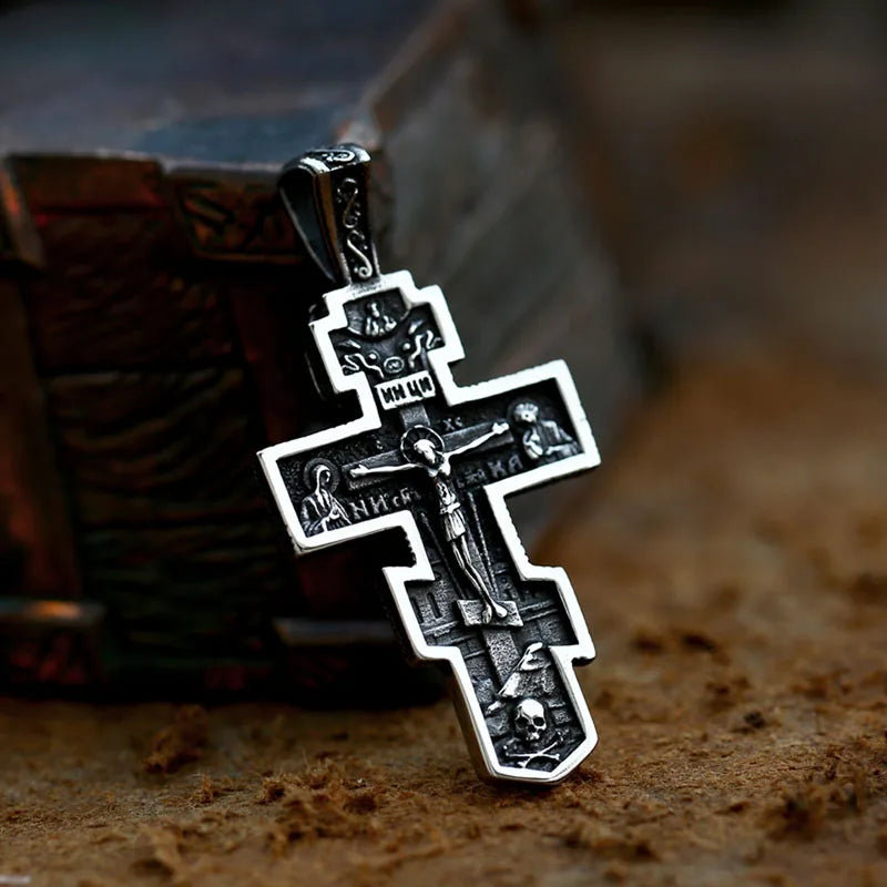 2022 NEW Men's 316L stainless-steel n Jesus Cross Amulet Pendant Necklace for teens punk biker Jewelry Gift free shipping