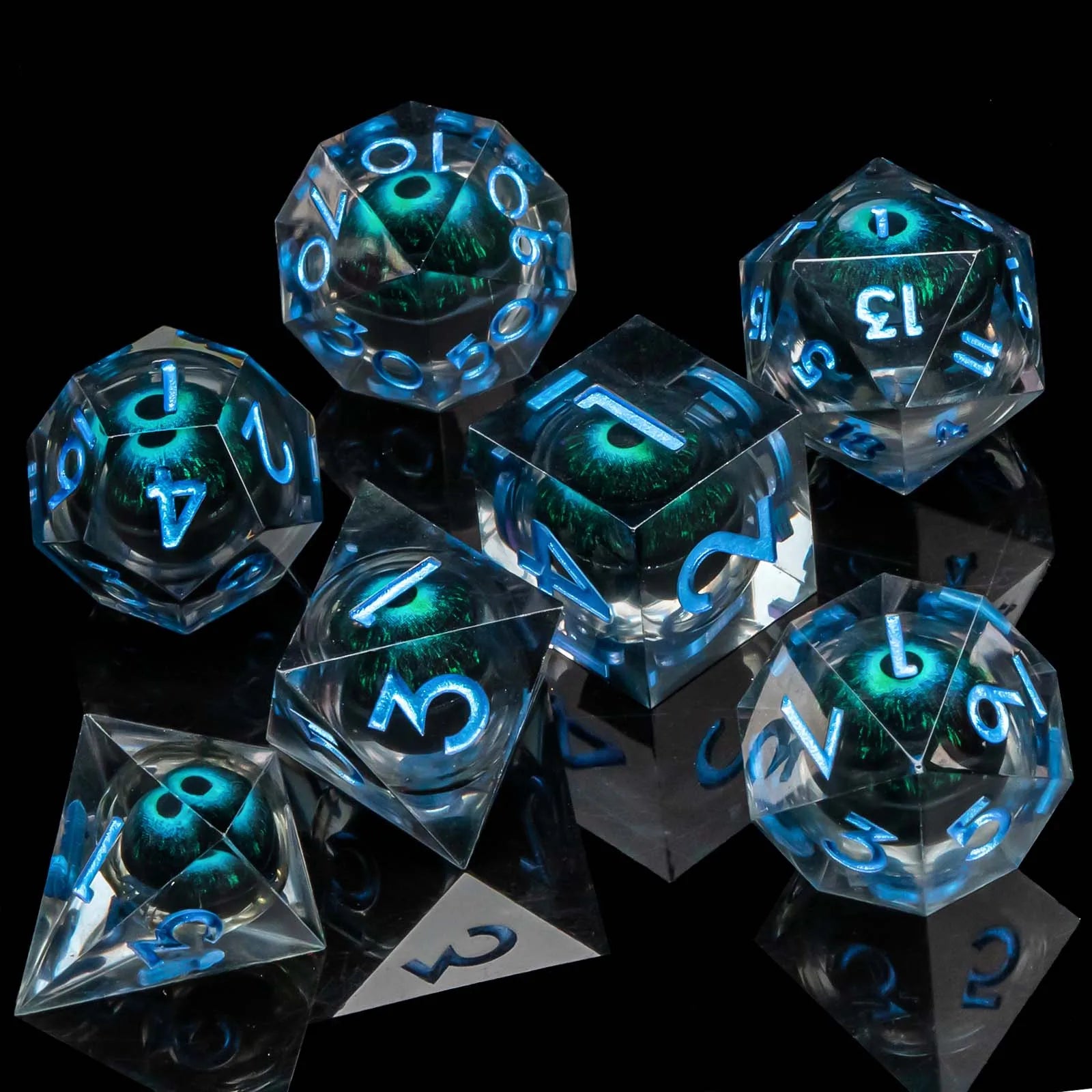 D and D Flowing Sand Sharp Edge Dragon Eye Dnd Resin RPG Polyhedral D&D Dice Set For Dungeon and Dragon Pathfinder Role Playing AZ06