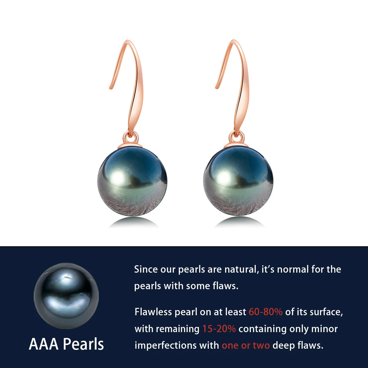 AnuJewel 18K Solid Gold 9-10 mm 8-9mm Tahitian Black Pearl Seawater Pearl Drop Earrings For Woman Fine Jewelry AAA Rose Gold CHINA