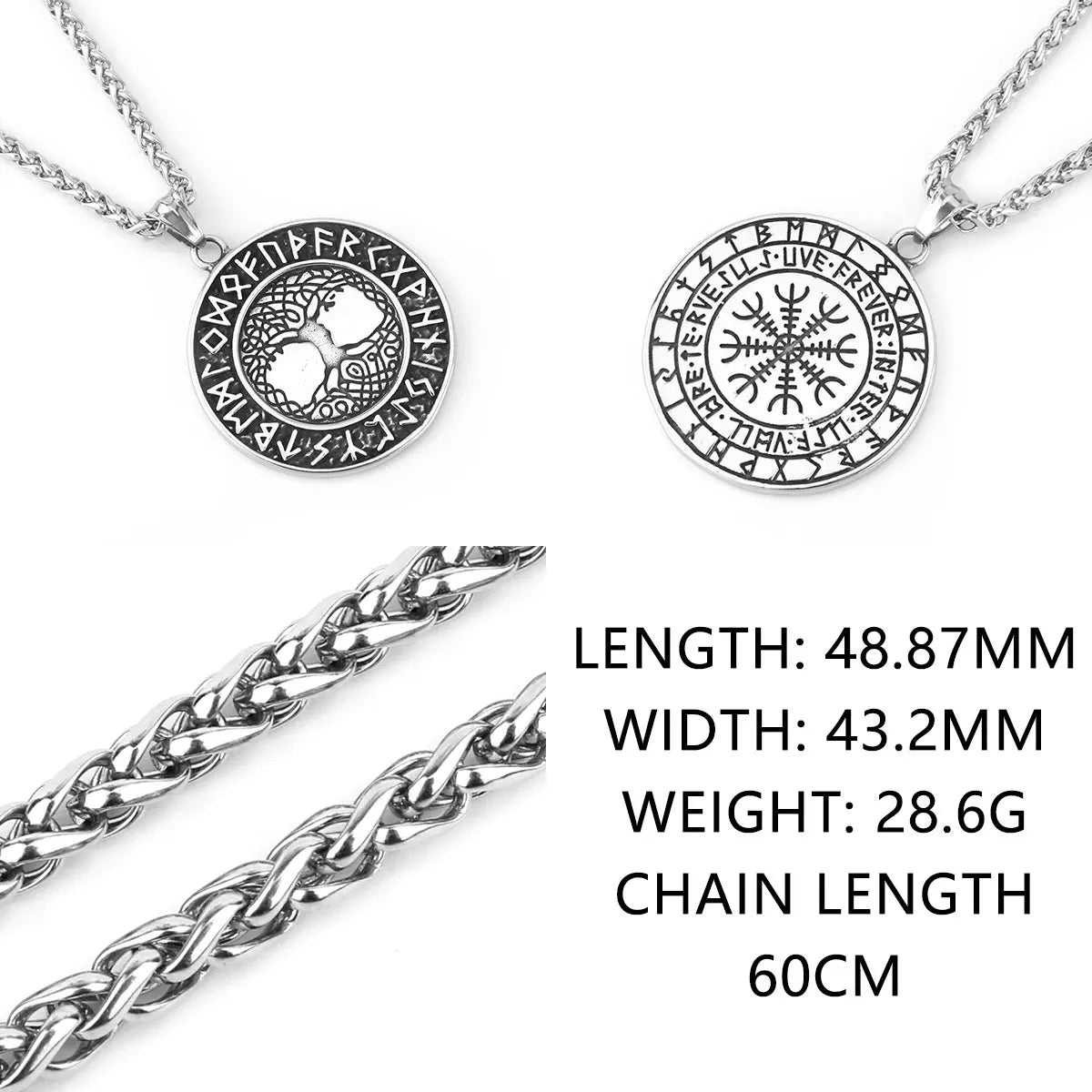 Vikings Odin Rune Necklace Various Men's Nordic Vegvisir Valknut Amulet Pendant Stainless Steel Punk Fashion Jewelry Wholesale