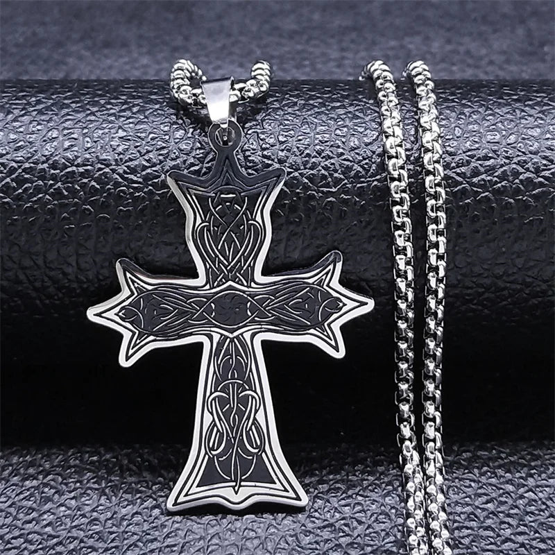 Christian Christ Eucharist Halo Grape Juice Cross Necklace Stainless Steel Men Women Catholic Holy Spirit Church Chain Jewelry